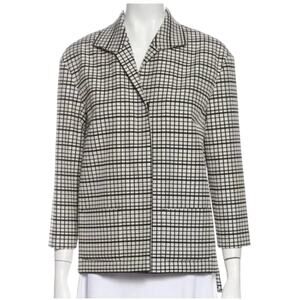 Lafayette 148 Black and White Windowpane Plaid Blazer Size Medium